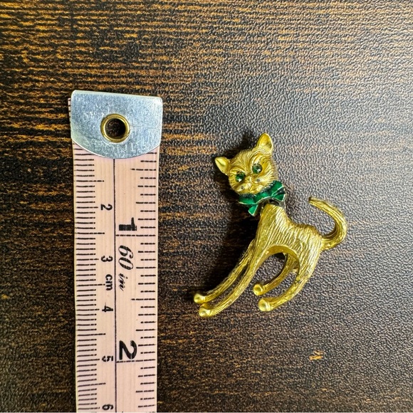 Gold Cat Brooch with Articulated Head Vintage - Picture 4 of 6